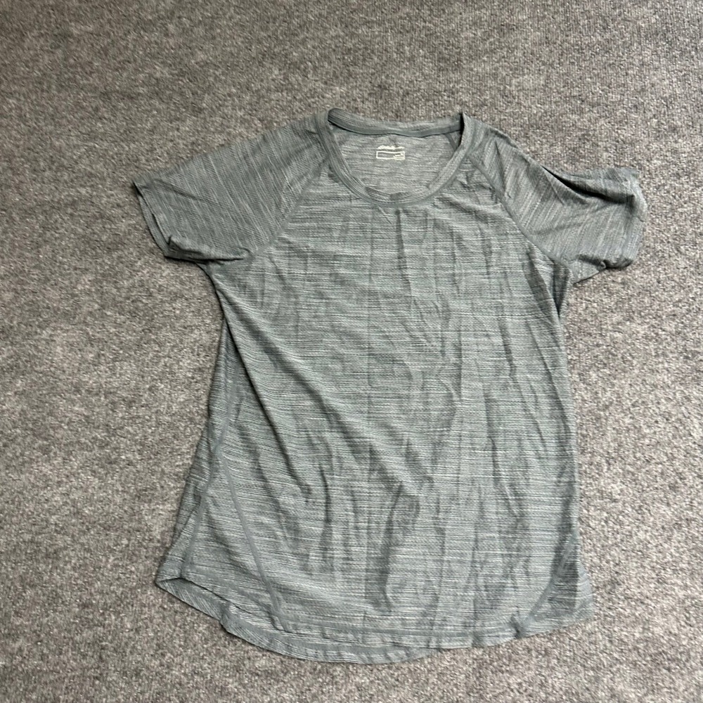 Eddie Bauer T-Shirt Womens Size M Gray Space Dye Stretch Athletic Short Sleeve
